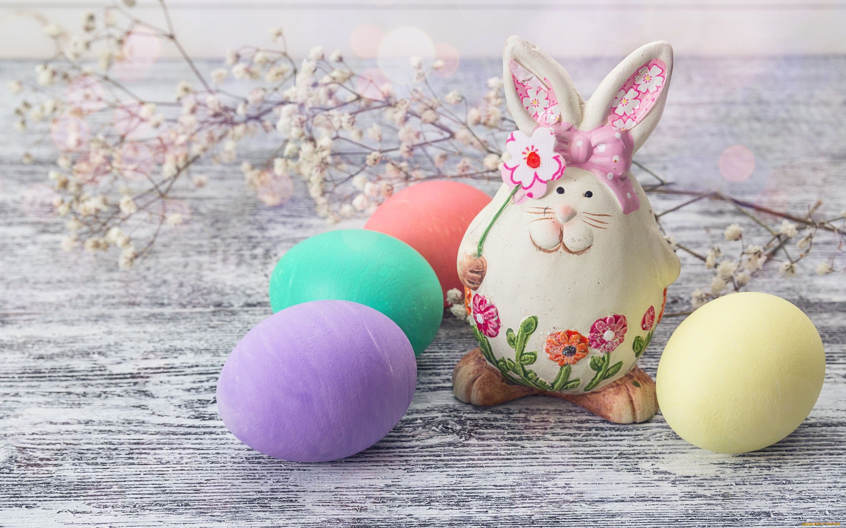 , , happy, easter, wood, decoration, eggs, spring, , , , , flowers